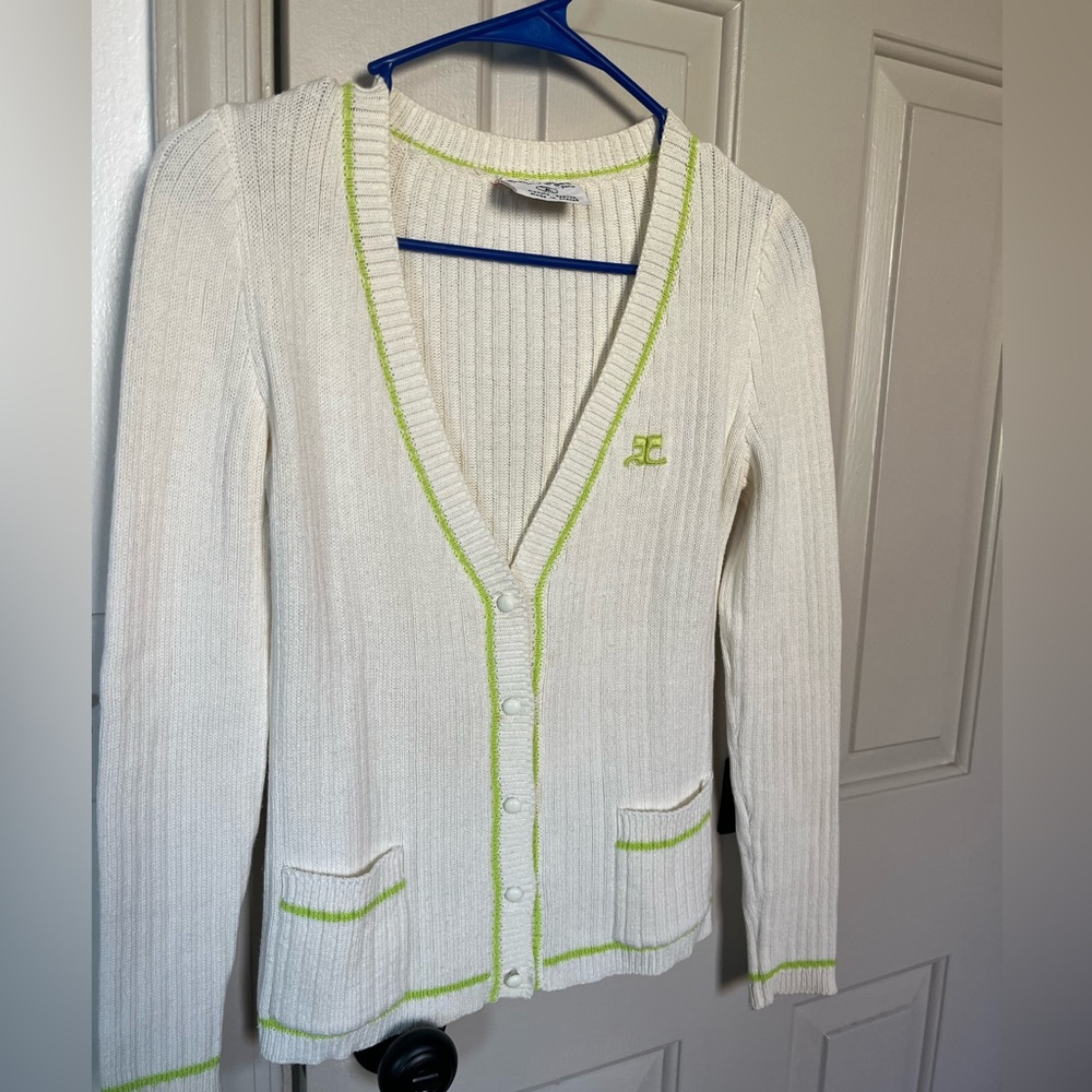 Vintage Courrèges Ribbed Knit Cardigan Set – Size M